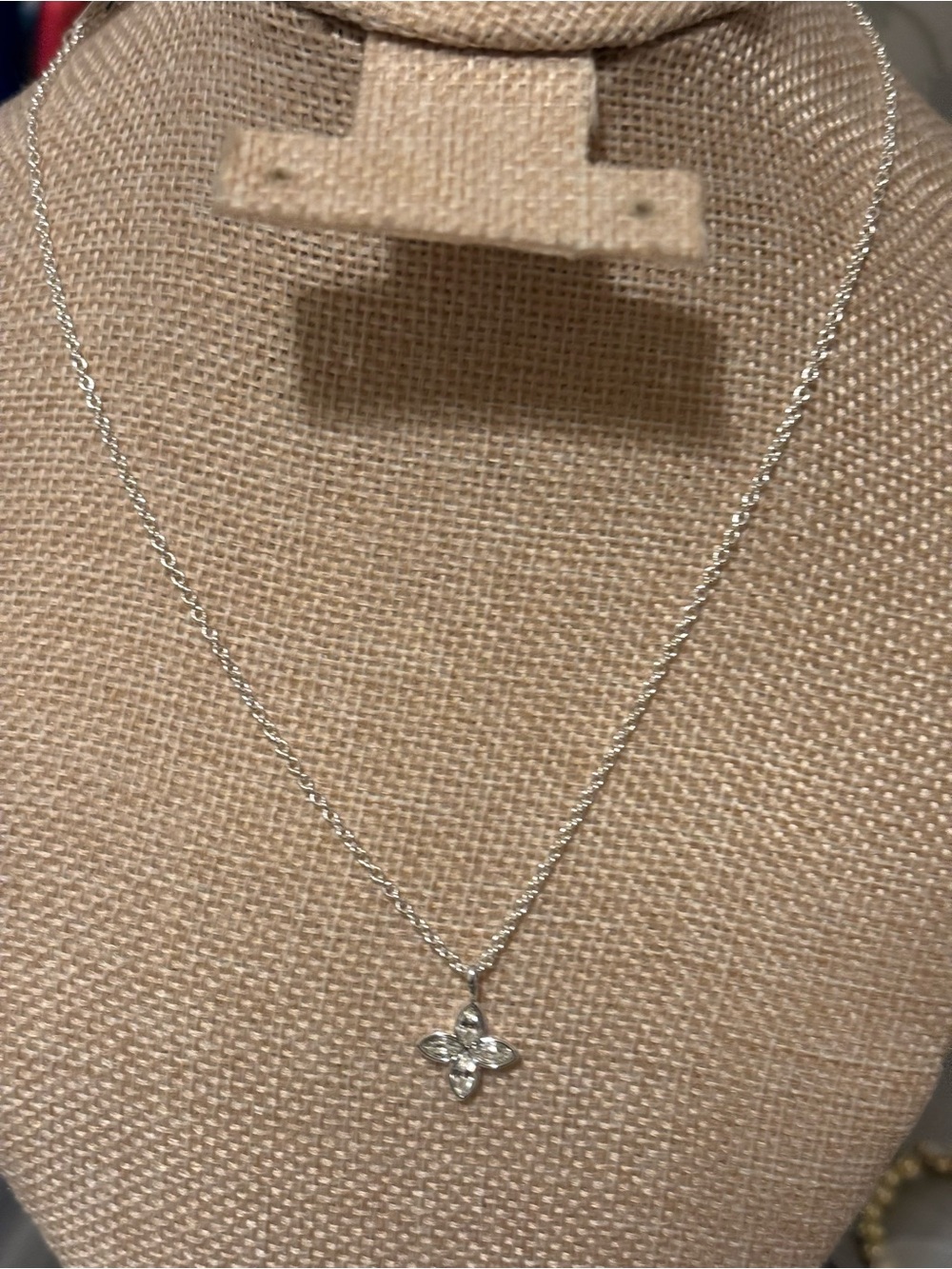 Alex and Ani Silver Floral Crystal Pendant Necklace